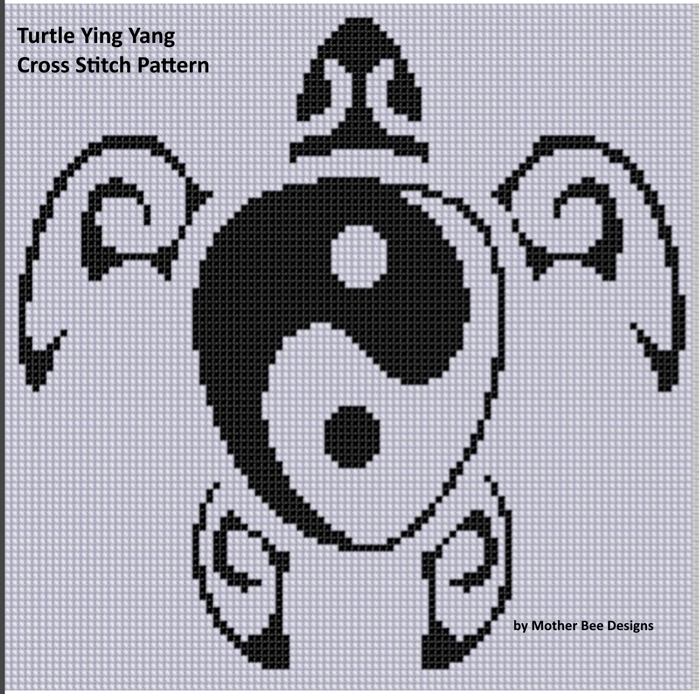 Turtle Ying Yang Cross Stitch Pattern An Ebook By Mother Bee Designs - 