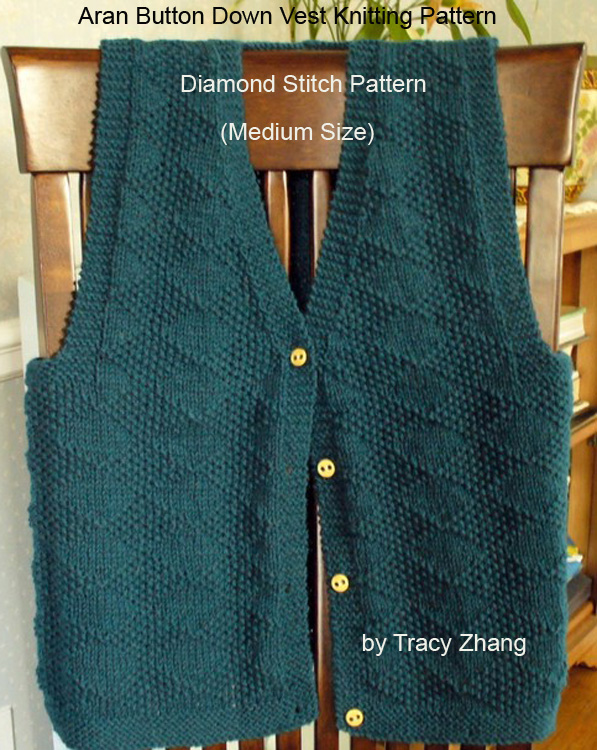 Aran Button Down Vest Knitting Pattern Diamond Stitch Pattern An Ebook By Tracy Zhang
